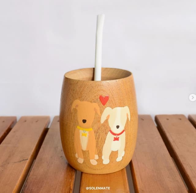 mate personalizado con dibujo de perros pintado a mano artesanal
